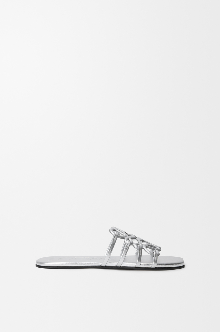 Petal Anagram slide in laminated lambskin