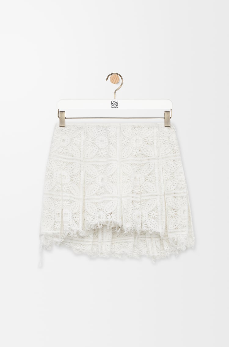 LOEWE Pleated mini skirt in cotton blend White