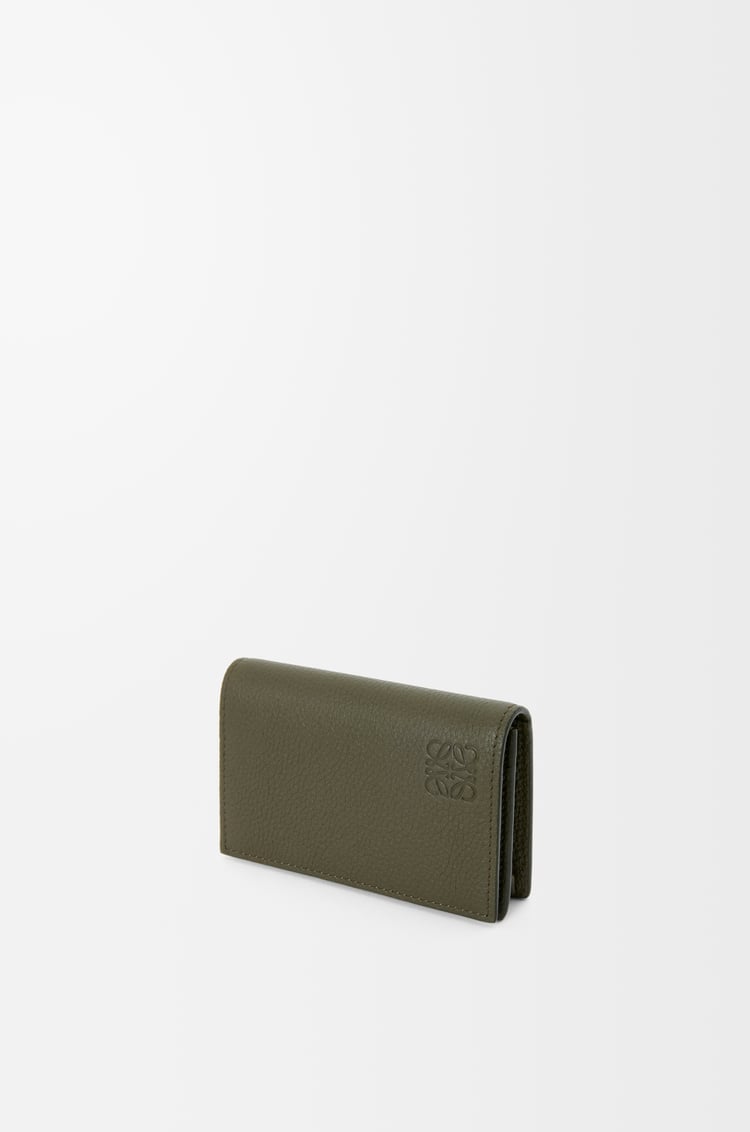LOEWE 柔软粒面牛皮革名片夹 卡其绿色