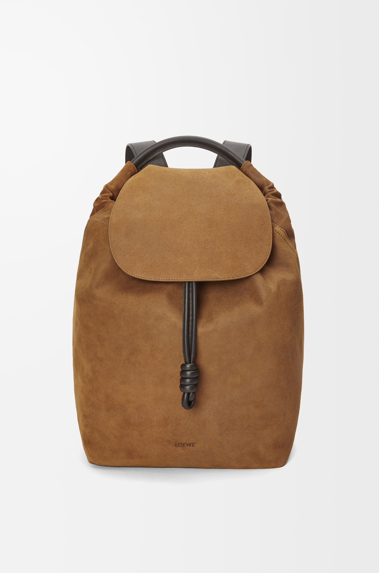 LOEWE Flamenco backpack in pressed suede Cognac
