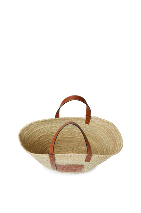 LOEWE Bolso Basket grande en hoja de palma y piel de ternera Natural/Bronceado