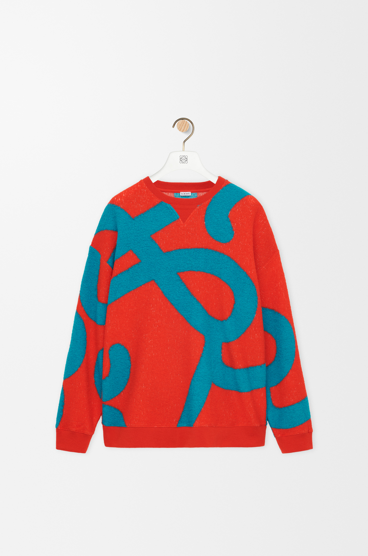 LOEWE Felpa in lana e cotone Blu/Arancione