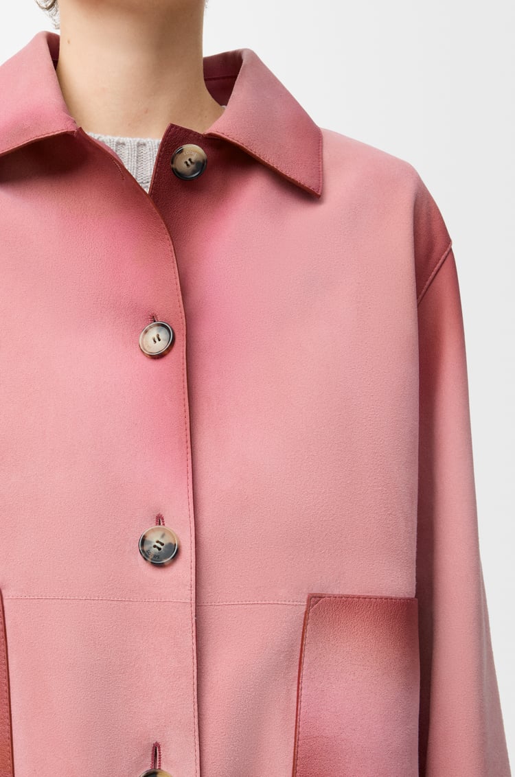 LOEWE Giacca con risvolti in pelle di agnello scamosciata Rosa