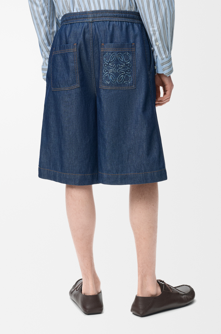 LOEWE Shorts in cotton Denim Blue