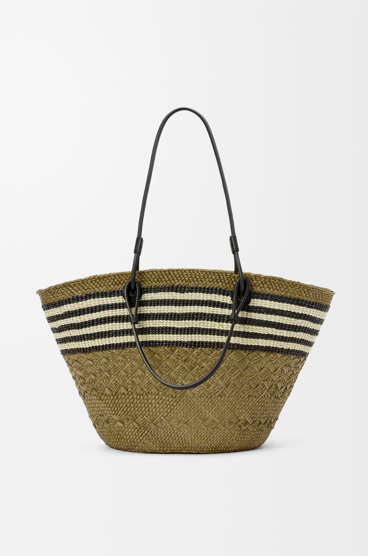 LOEWE アナグラム バスケット ミディアム（イラカヤシ&カーフ） ダークカーキ/ブラック