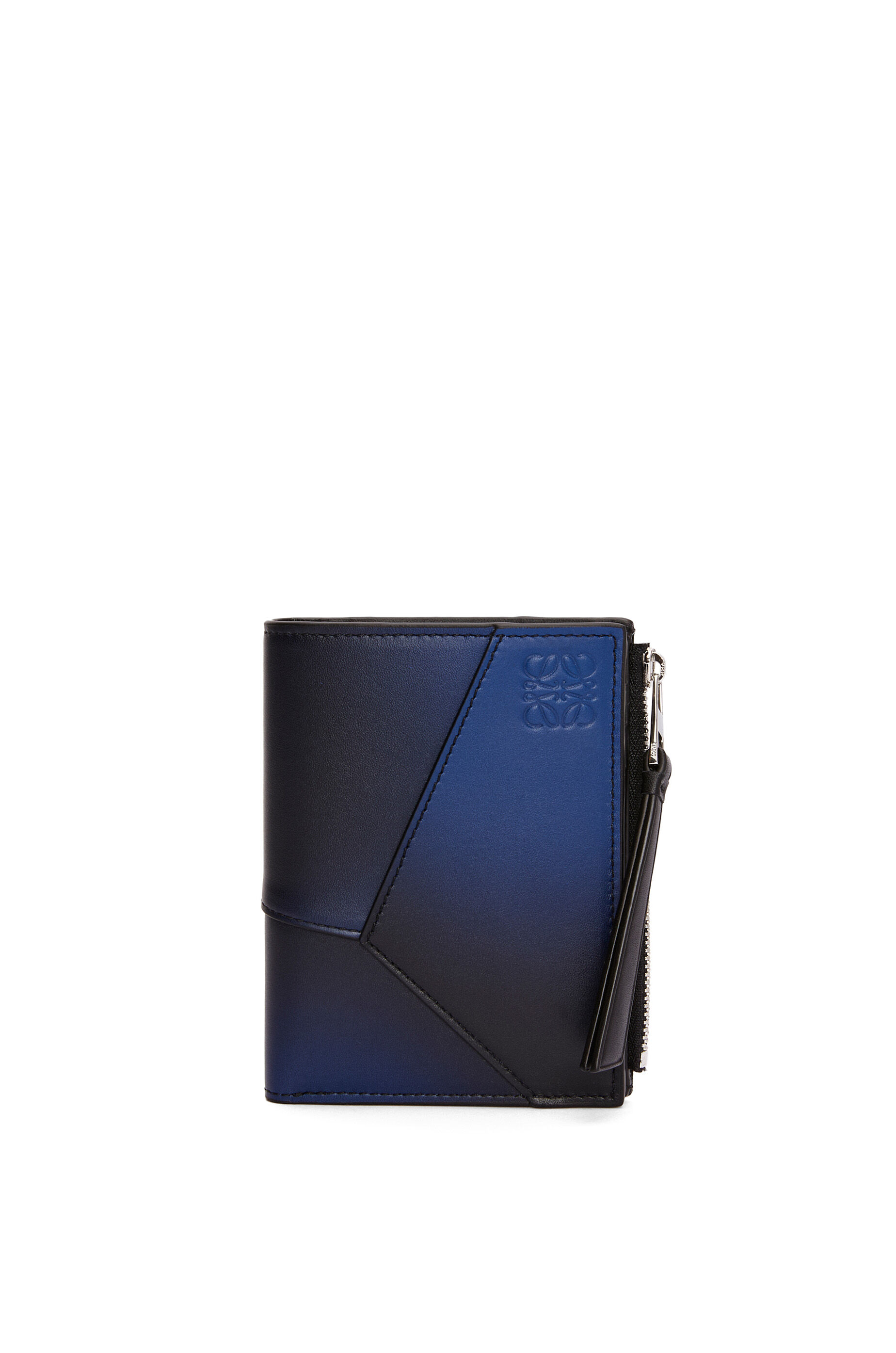 Puzzle slim compact wallet in silk calfskin