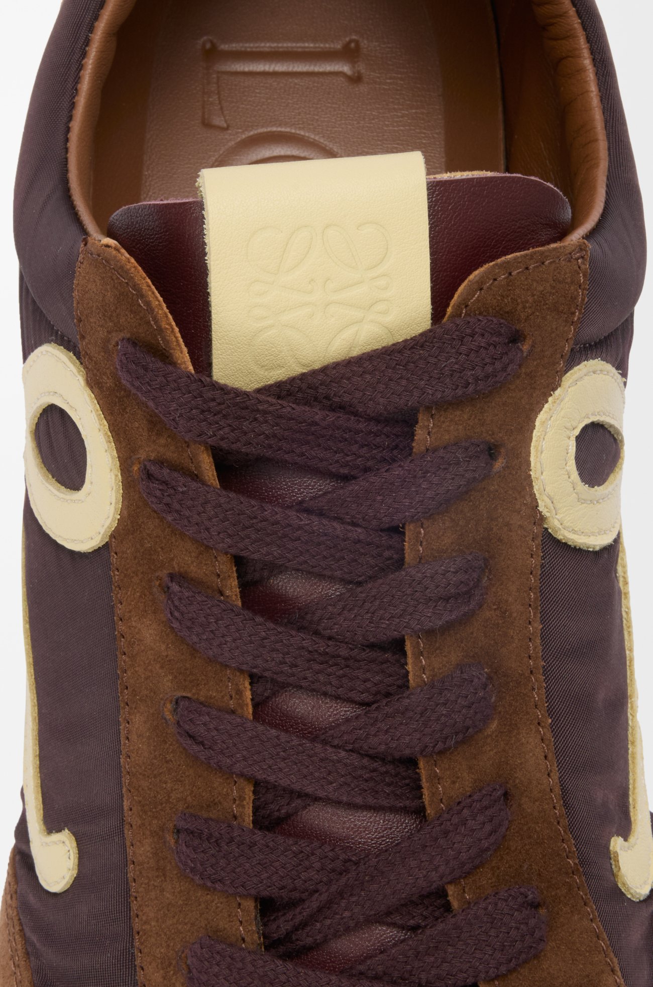 LOEWE Ballet Runner 2.0 in nylon and calfskin Brown/Yellow/Blue