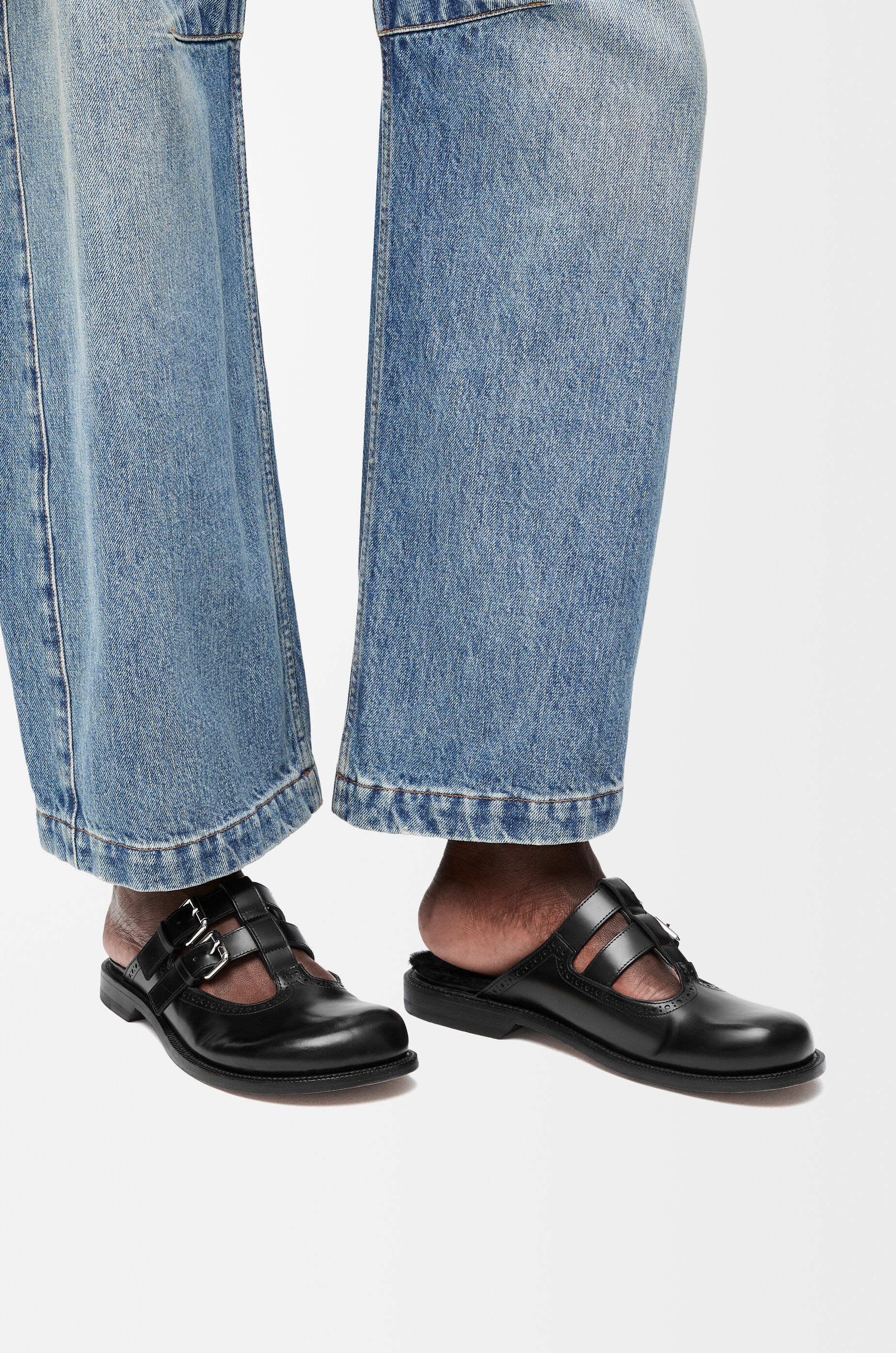 【即日発送】 in mule Jane Mary Campo brushed Black shearling and calfskin トップス