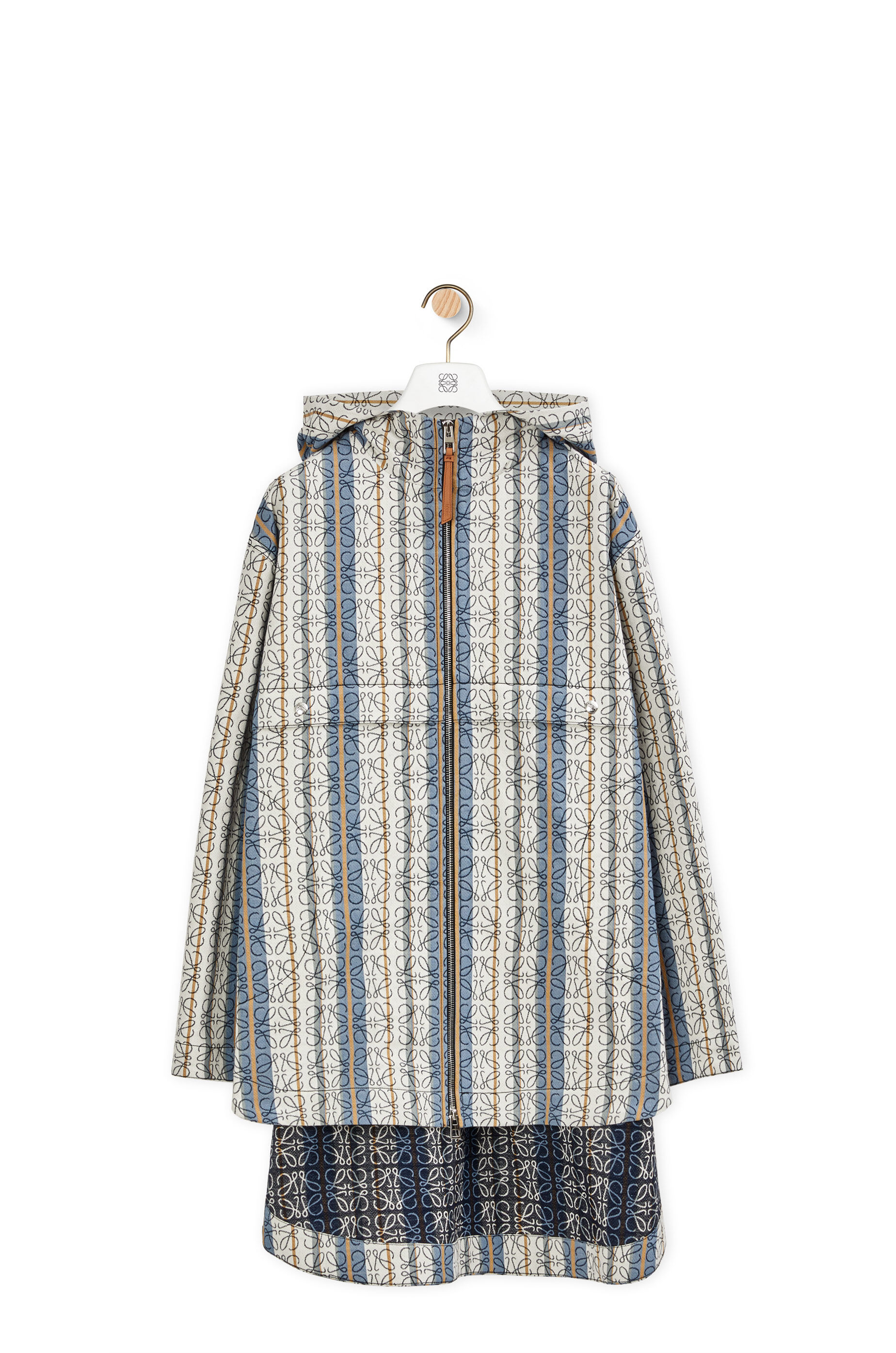 Stripe Anagram jacquard parka in cotton Blue/Multicolor - LOEWE