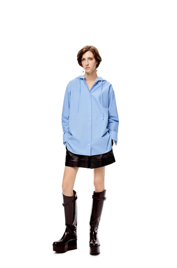 LOEWE Anagram jacquard hooded shirt in cotton Baby Blue pdp_rd