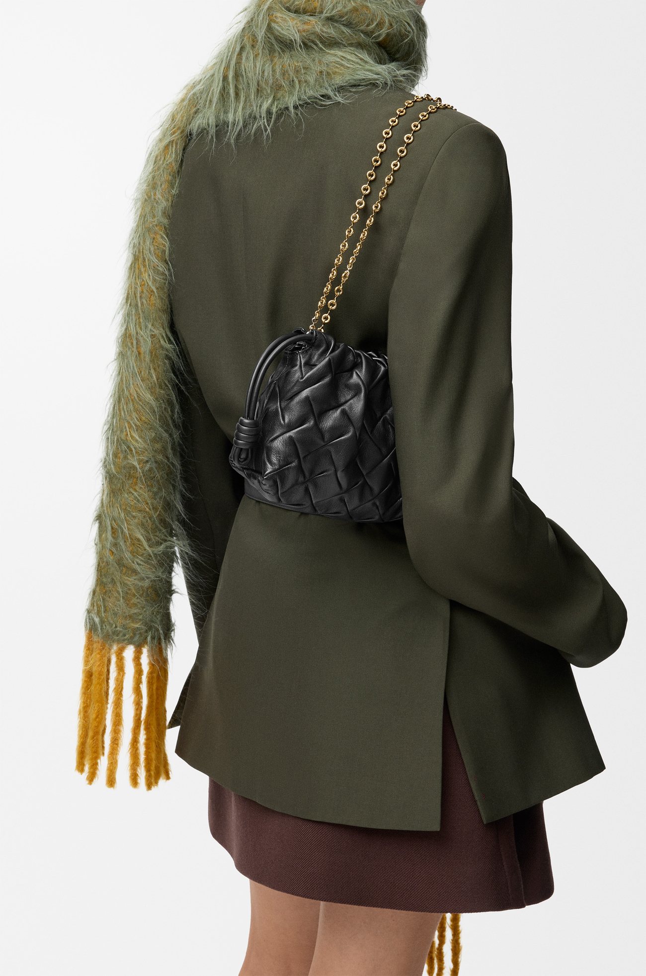 LOEWE Borsa Flamenco Purse mini in nappa di vitello con pieghe Nero