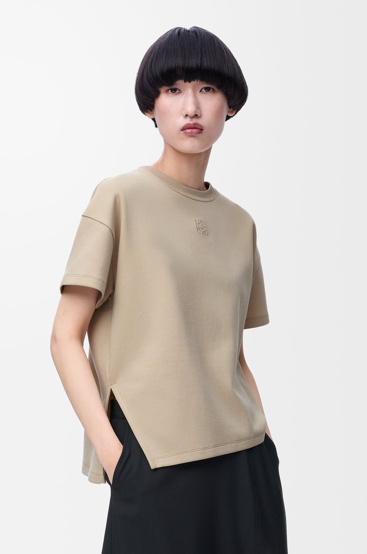 LOEWE Asymmetric t-shirt in cotton blend Beige