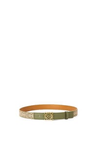 LOEWE Cinturón en jacquard y piel de ternera con anagrama Verde Aguacate/Oro