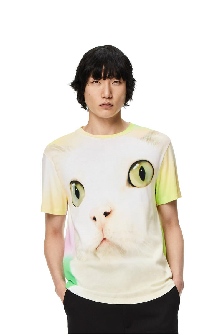 LOEWE Cat all-over print T-shirt in cotton White/Multicolor