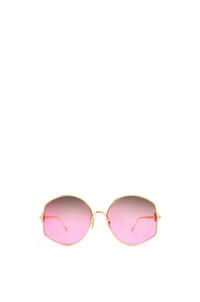LOEWE 大號金屬太陽眼鏡 粉色/深綠色