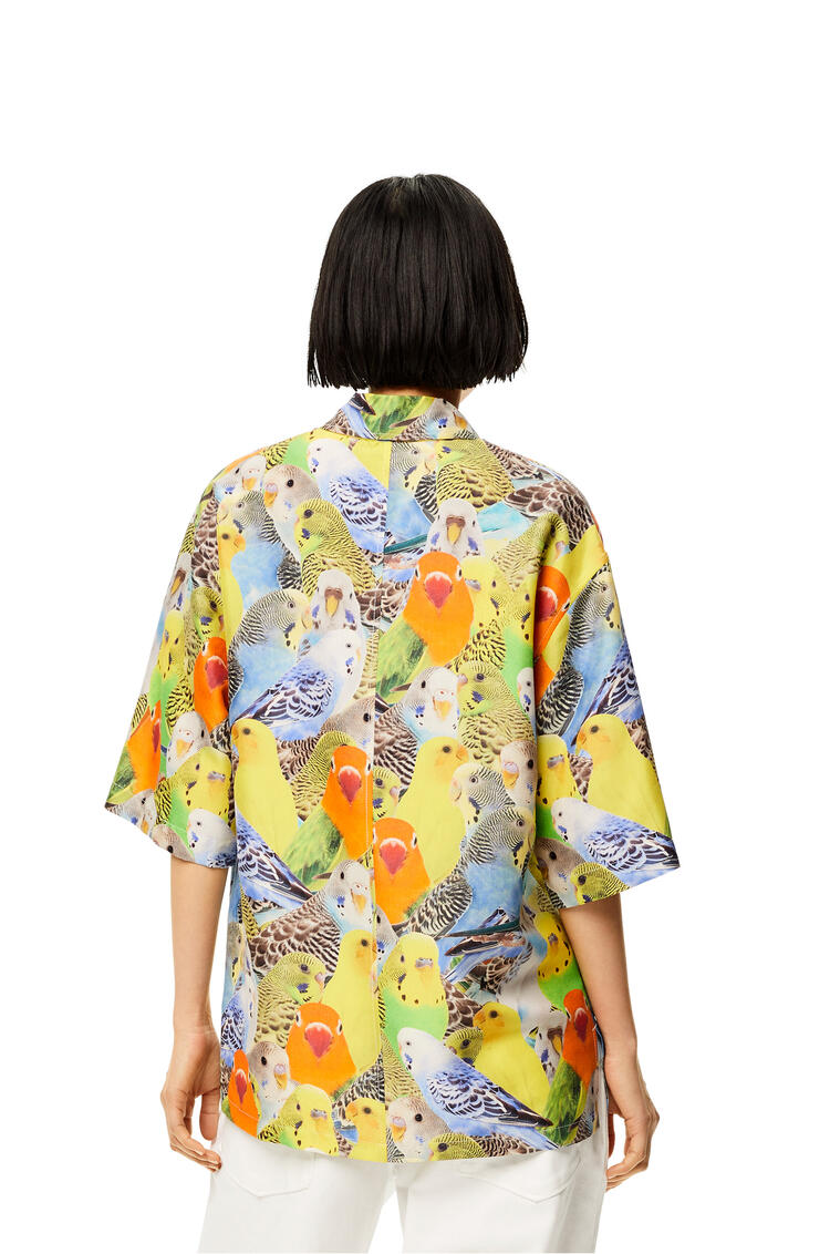 LOEWE Parrots print shirt in silk Orange/Blue/Yellow pdp_rd