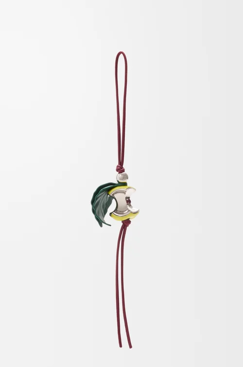 LOEWE Apple charm in brass and calfskin Green/Silver