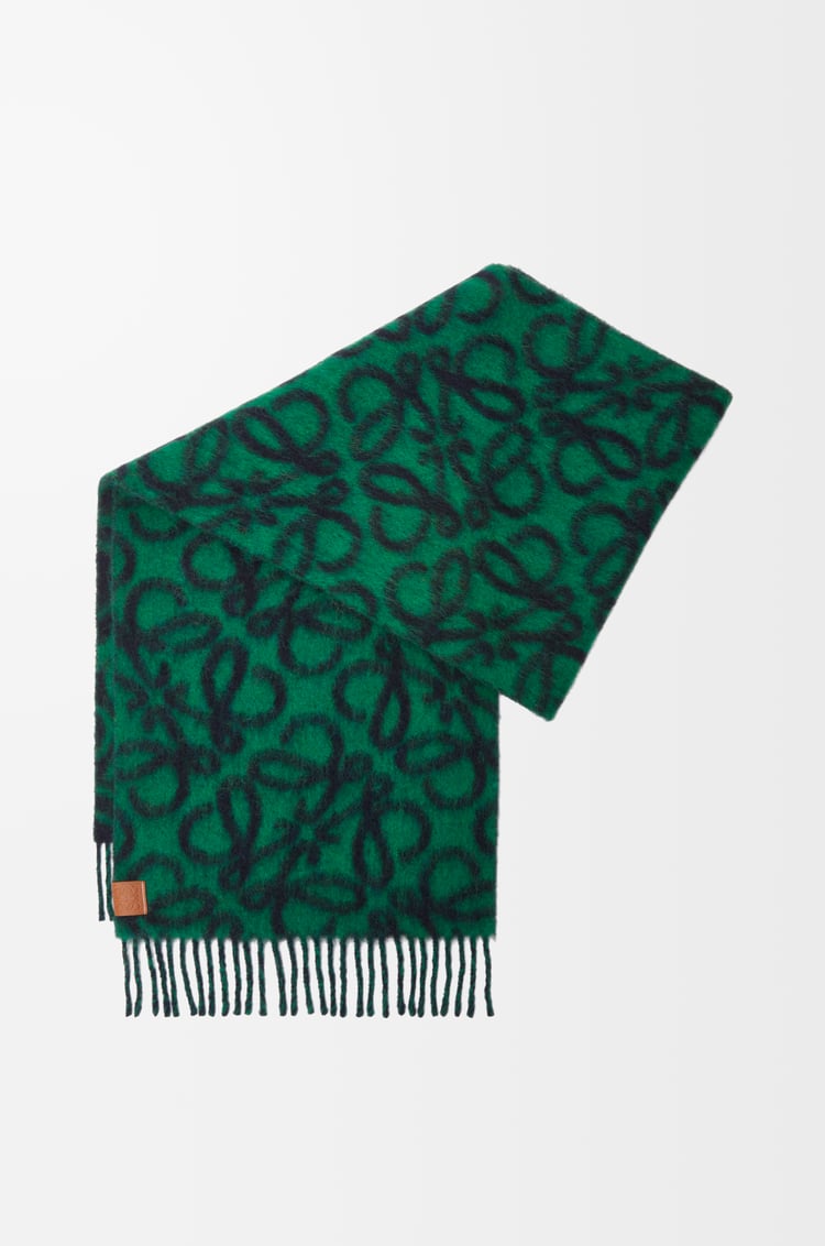 LOEWE Anagram scarf in alpaca and wool blend Navy/Green