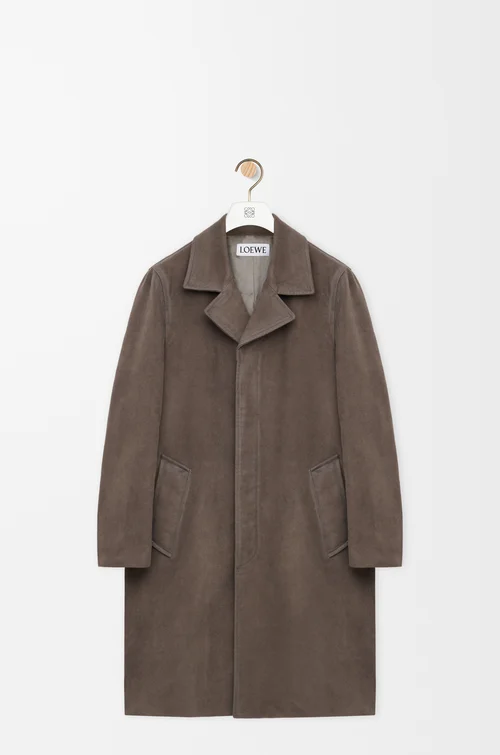 LOEWE 棉質混紡大衣 卡其棕