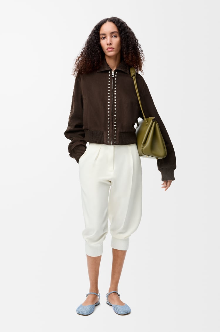 LOEWE Bomber jacket in suede lambskin 深棕色