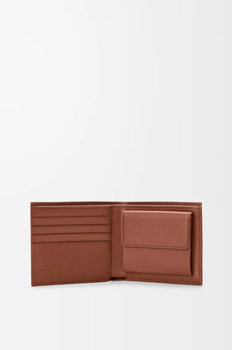 LOEWE 經典小牛皮 Puzzle 雙摺硬幣皮夾 布朗尼色