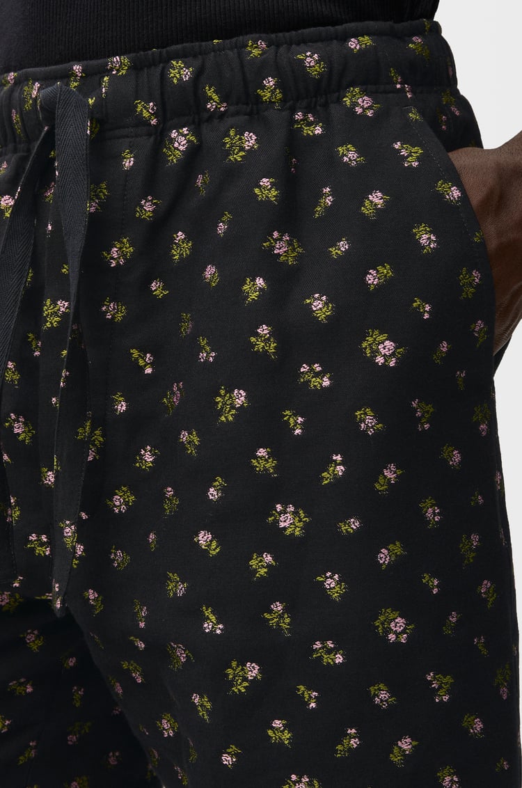 LOEWE Pantalón corto en mezcla de algodón Negro/Rosa/Verde
