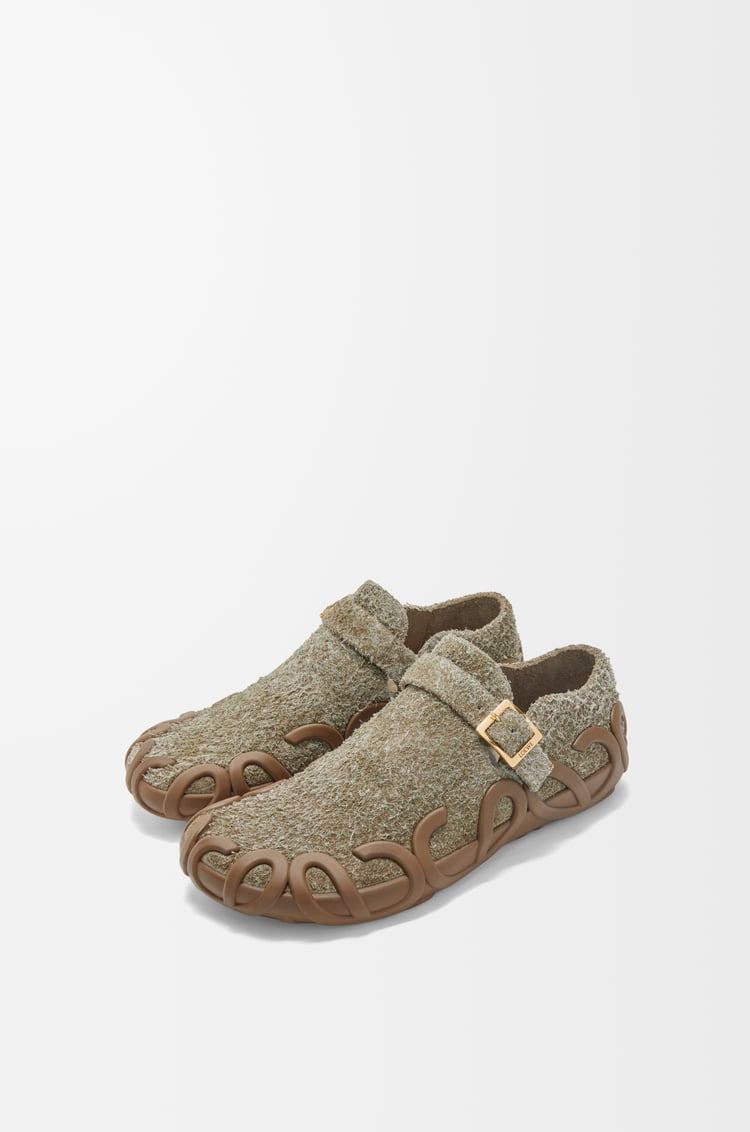 LOEWE Rise loafer in brushed suede Khaki Green