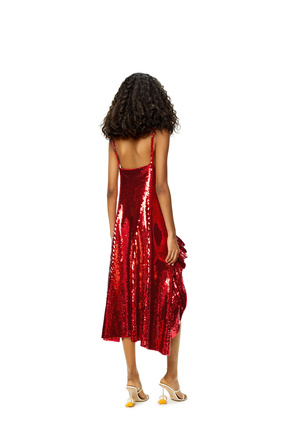 LOEWE Vestido de lana con volante y lentejuelas Rojo plp_rd