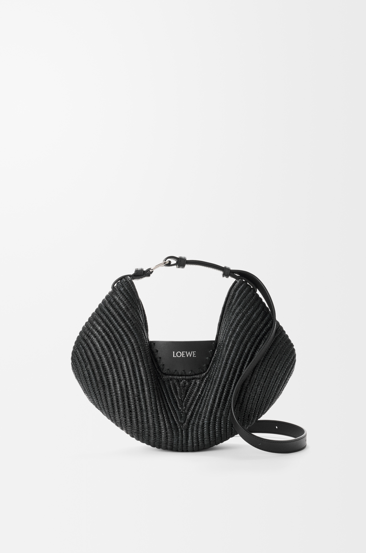 LOEWE Medium Loewe Swing bag in raffia and calfskin Black