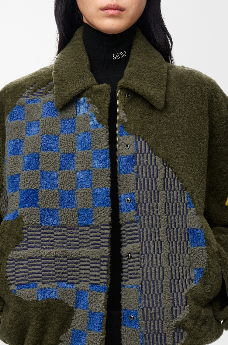 LOEWE Chaqueta bomber en lana de oveja Verde Caqui/Multicolor