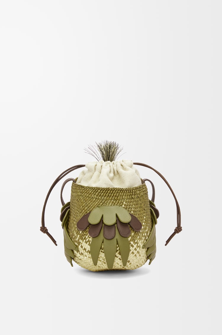 LOEWE Bird bag in iraca palm and calfskin Natural/Olive