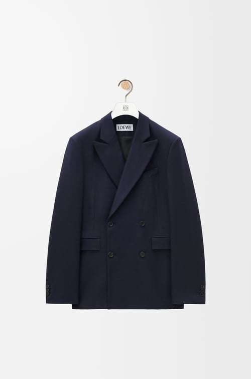 LOEWE Double-breasted jacket in wool Navy Melange