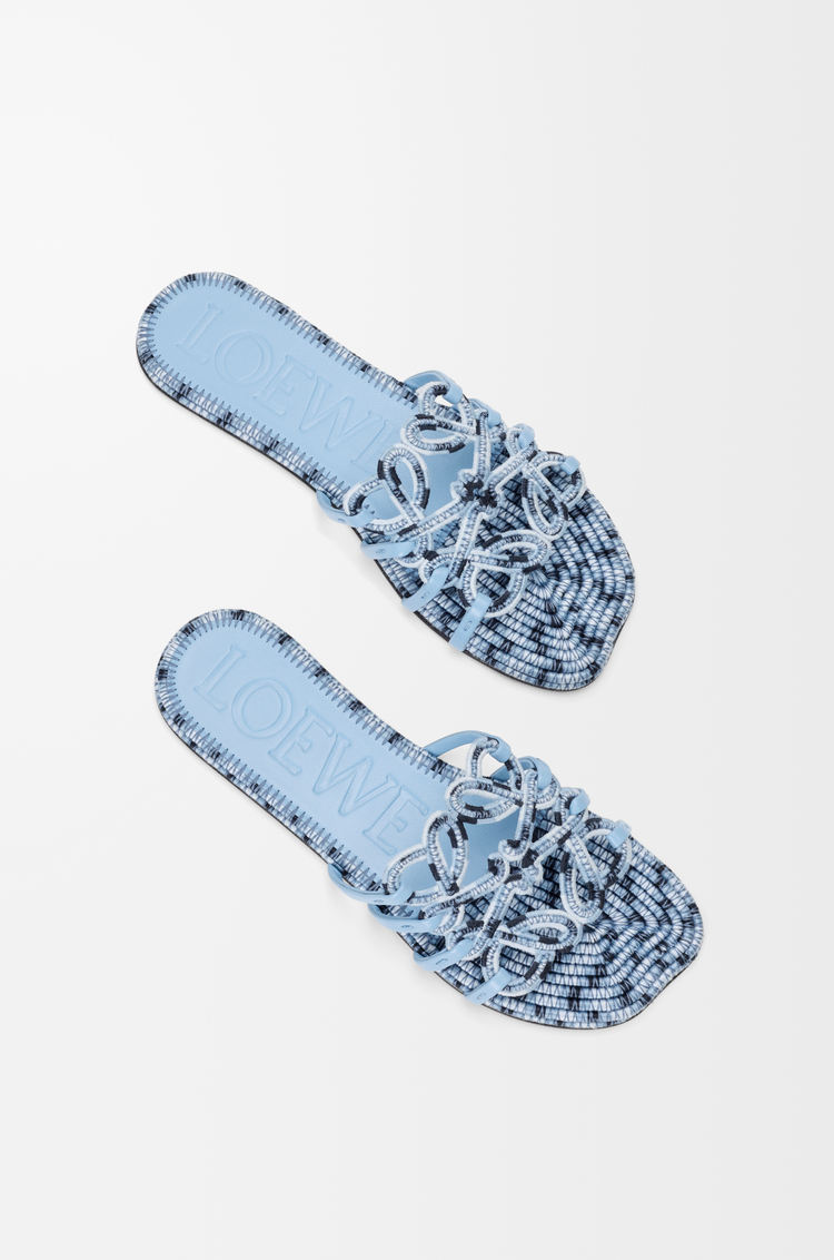 LOEWE Petal Anagram slide in embroidered canvas Baby Blue