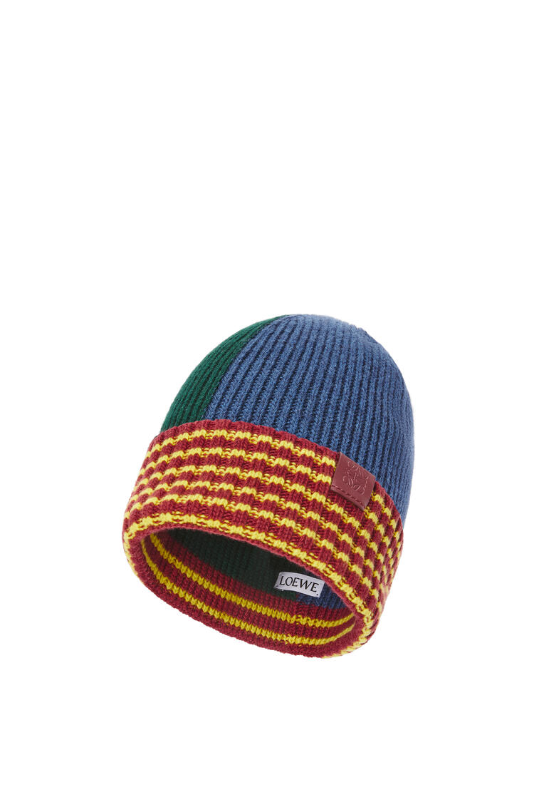 LOEWE Stripe hat in wool Green/Blue/Burgundy pdp_rd