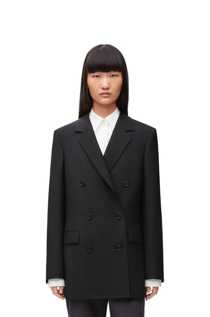 LOEWE Double breasted jacket in mohair and wool 黑色 plp_rd
