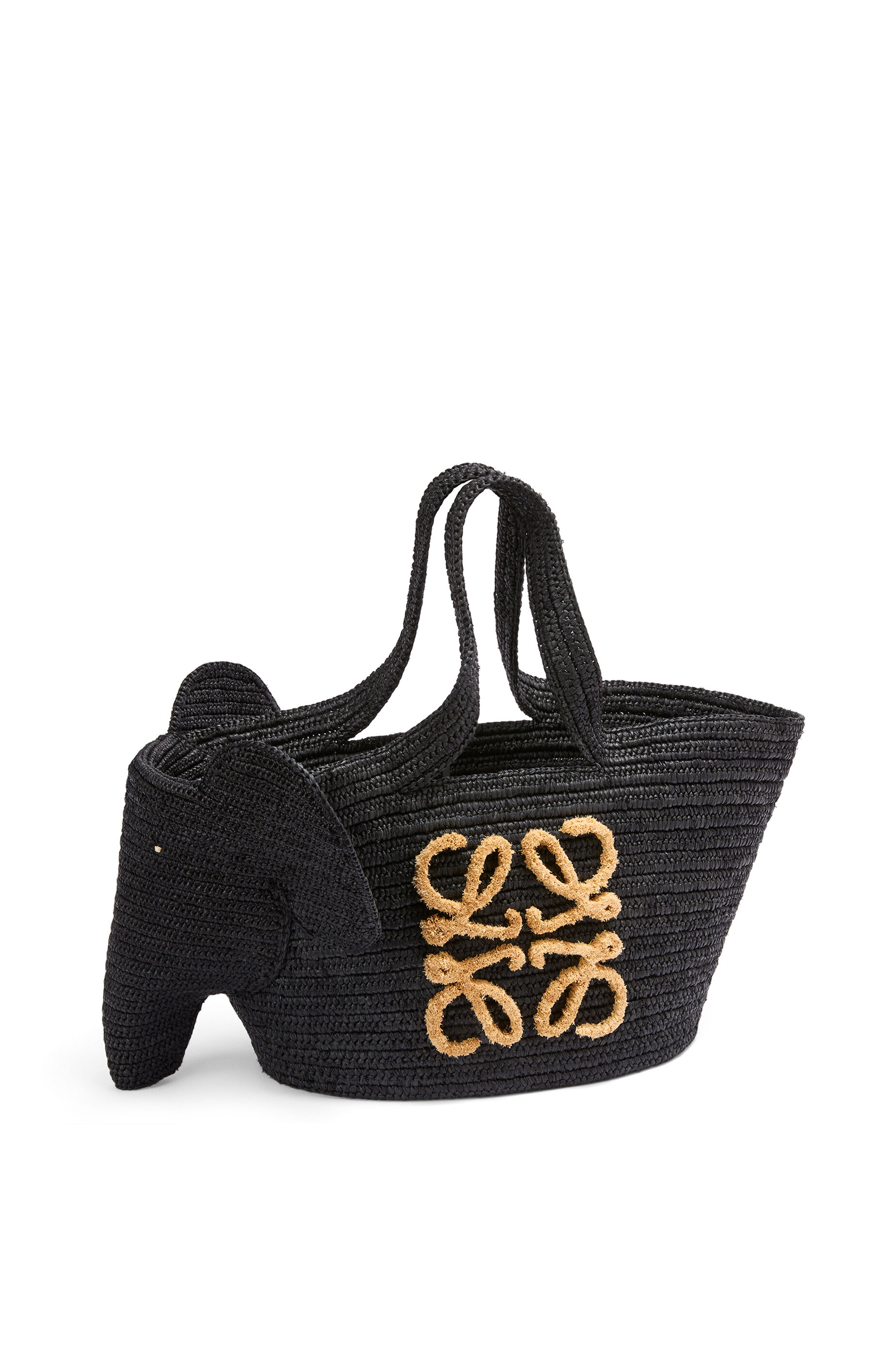 Elephant Basket bag in raffia Black LOEWE