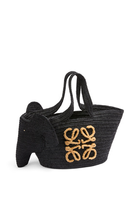 LOEWE Elephant Basket bag in raffia Black plp_rd