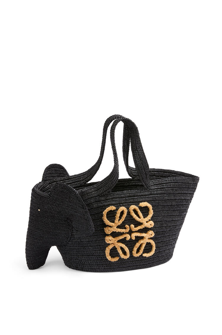 LOEWE Elephant Basket bag in raffia Black pdp_rd