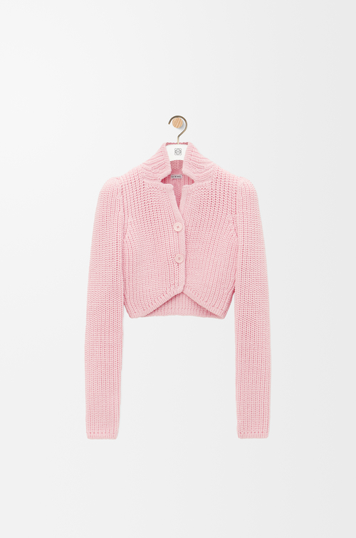 クロップド カーディガン（テクニカルニット） ピンク - LOEWE 