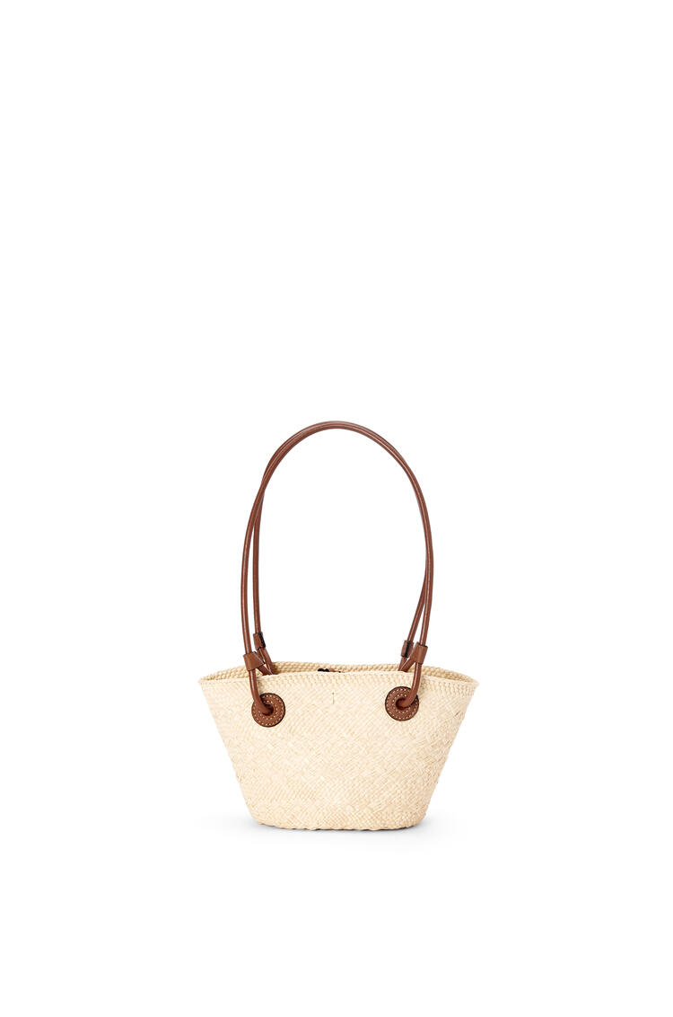 LOEWE Mini Anagram Basket bag in iraca palm and calfskin Natural/Tan pdp_rd