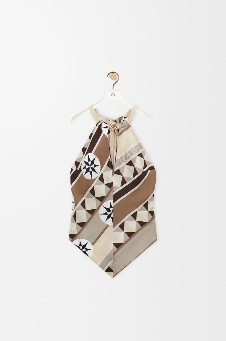 LOEWE Halterneck top in silk Beige/Multicolor