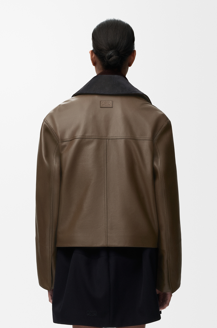 LOEWE Short parka in nappa lambskin Khaki Green