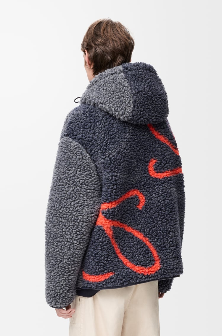 LOEWE Hooded jacket in wool blend Navy/Orange
