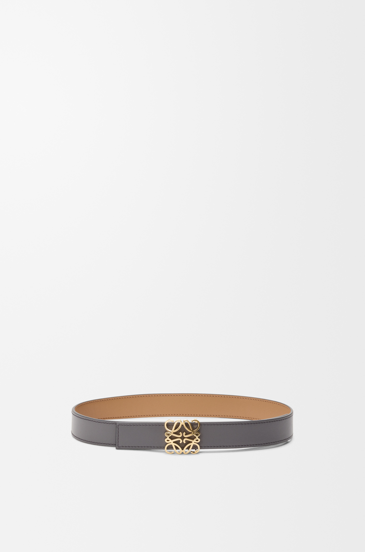 LOEWE Cinturón reversible Anagram Bombé en piel de ternera lisa Moca/Pizarra