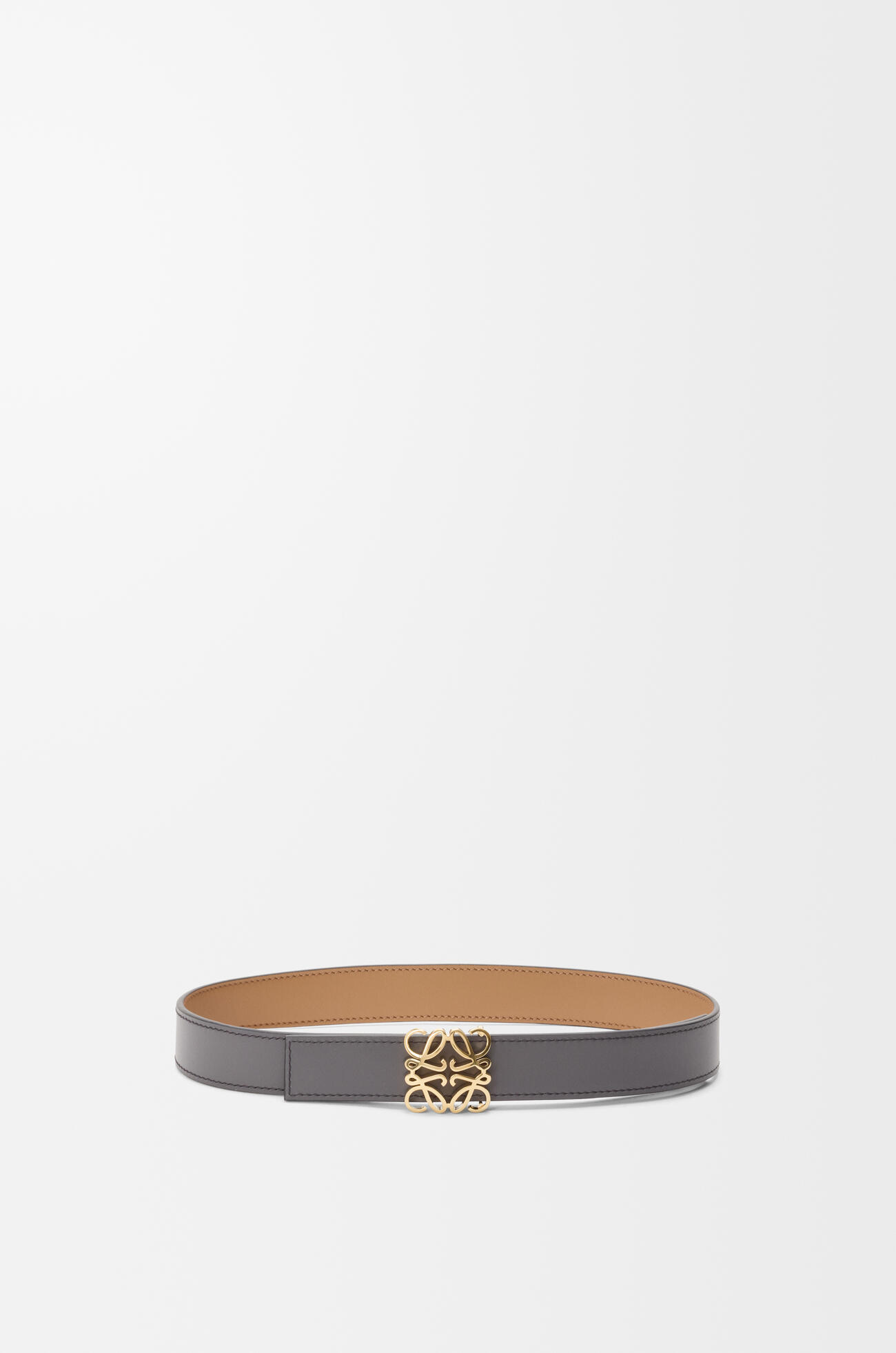 LOEWE Cinturón reversible Anagram Bombé en piel de ternera lisa Moca/Pizarra