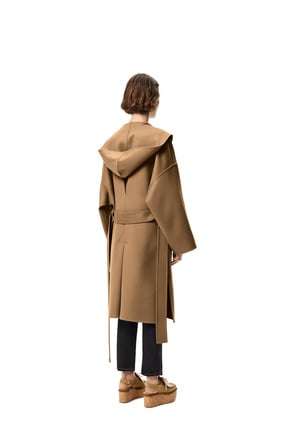 LOEWE Hooded belted coat in wool and cashmere Camel plp_rd
