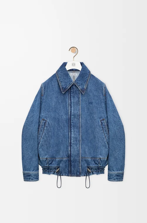 LOEWE Chaqueta con cordón de ajute en denim Azul