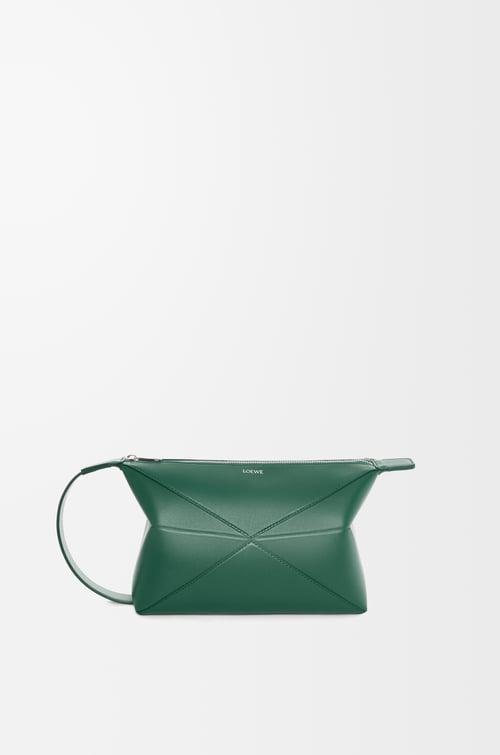 LOEWE Puzzle Fold wash bag in shiny calfskin Evergreen plp_rd