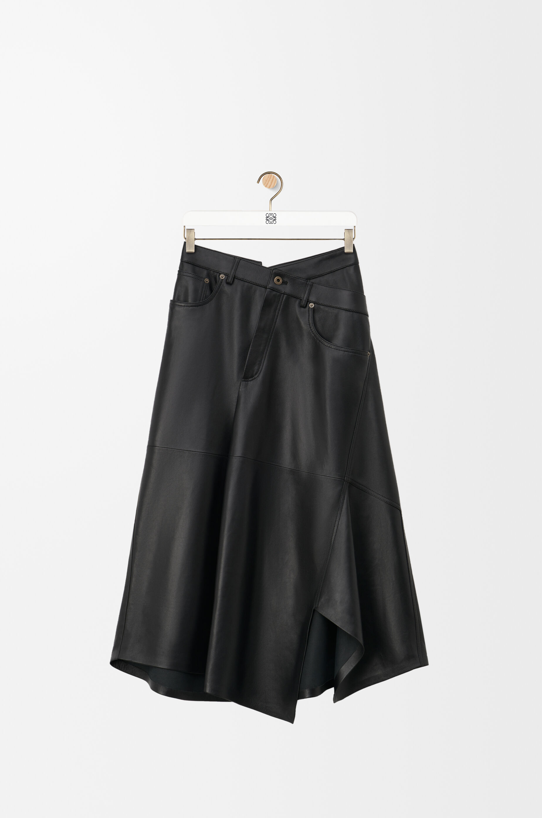 スカート Loewe Skirts Black Loewe Asymmetric Midi Skirt with Logo Detail | Neiman Marcus
