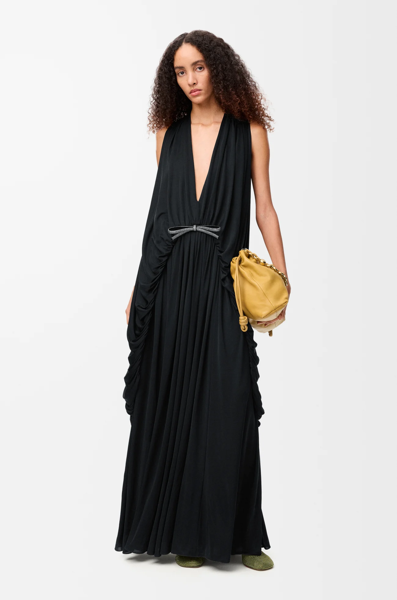 LOEWE Draped dress in silk Black